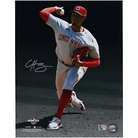 Hunter Greene Cincinnati Reds Autographed 11'' x 14'' Pitching Spotlight Photograph