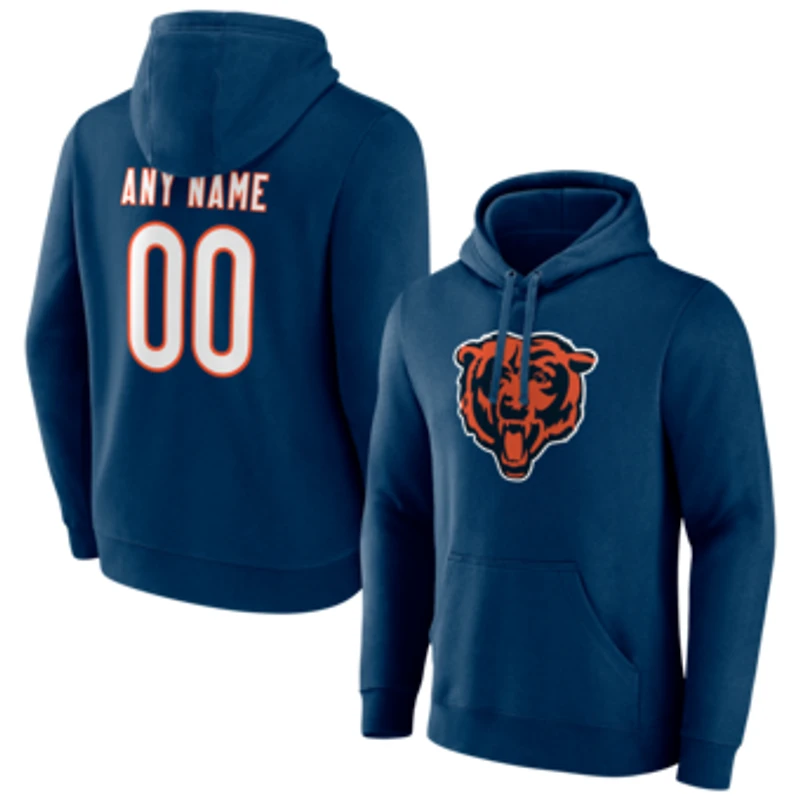 Men's Navy Chicago Bears Team Authentic Personalized Name & Number Pullover Hoodie