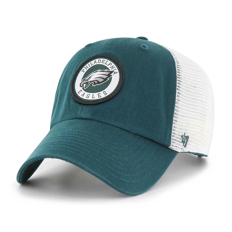 Men's '47 Midnight Green/White Philadelphia Eagles Highline Clean Up Trucker Snapback Hat