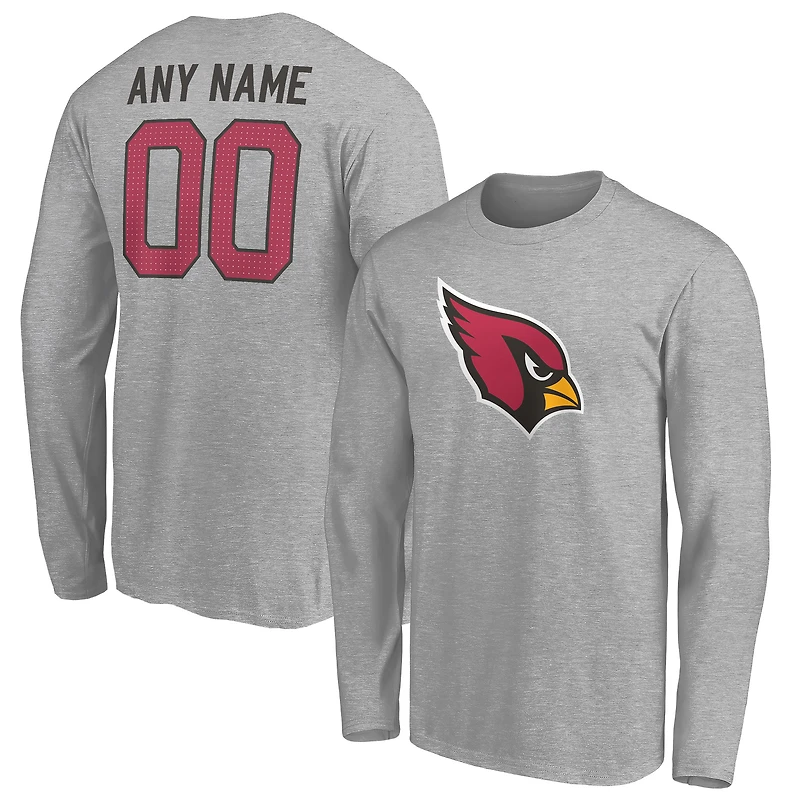 Men's Gray Arizona Cardinals Team Authentic Custom Long Sleeve T-Shirt