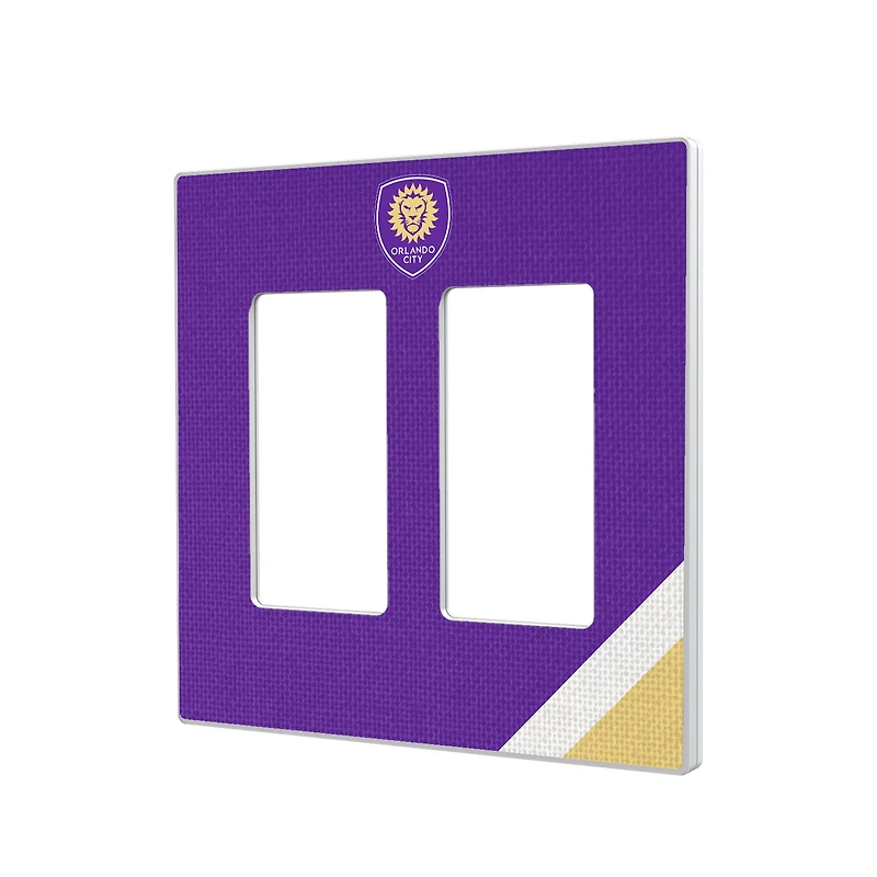 Orlando City SC Diagonal Stripe Design Double Rocker Lightswitch Plate