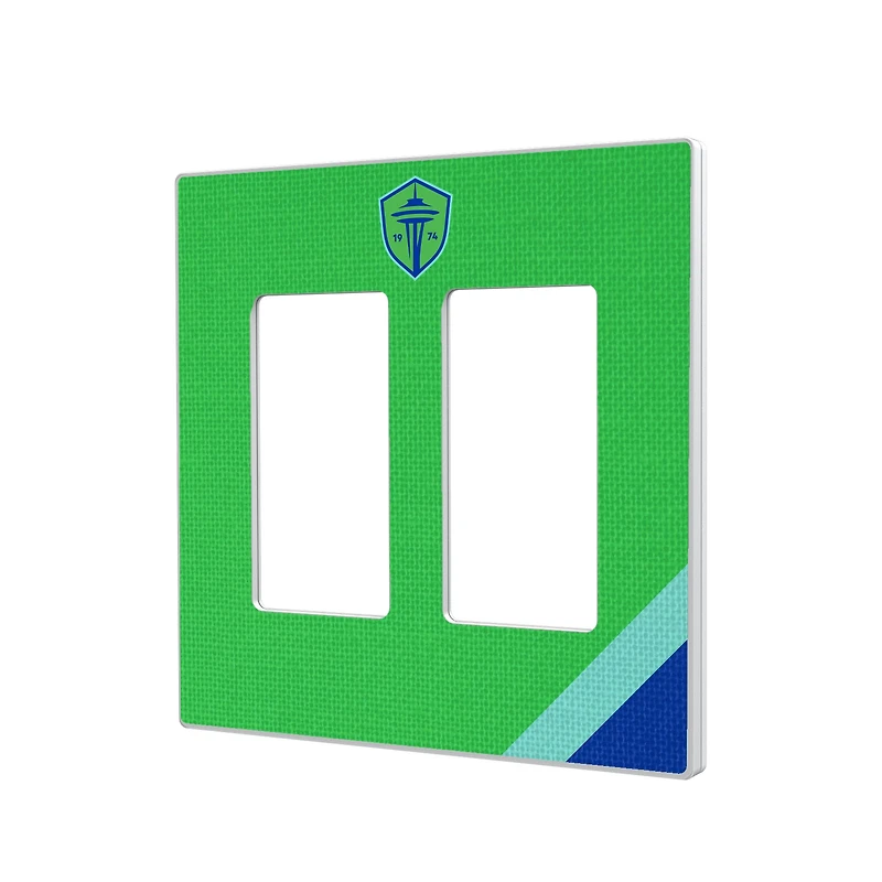 Seattle Sounders FC Diagonal Stripe Design Double Rocker Lightswitch Plate