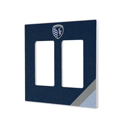 Sporting Kansas City Diagonal Stripe Design Double Rocker Lightswitch Plate