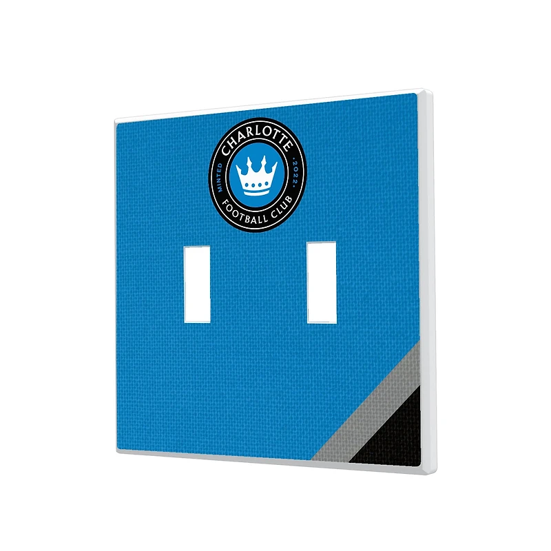 Charlotte FC Diagonal Stripe Design Double Toggle Lightswitch Plate