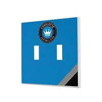 Charlotte FC Diagonal Stripe Design Double Toggle Lightswitch Plate