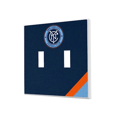 New York City FC Diagonal Stripe Design Double Toggle Lightswitch Plate