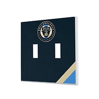 Philadelphia Union Diagonal Stripe Design Double Toggle Lightswitch Plate