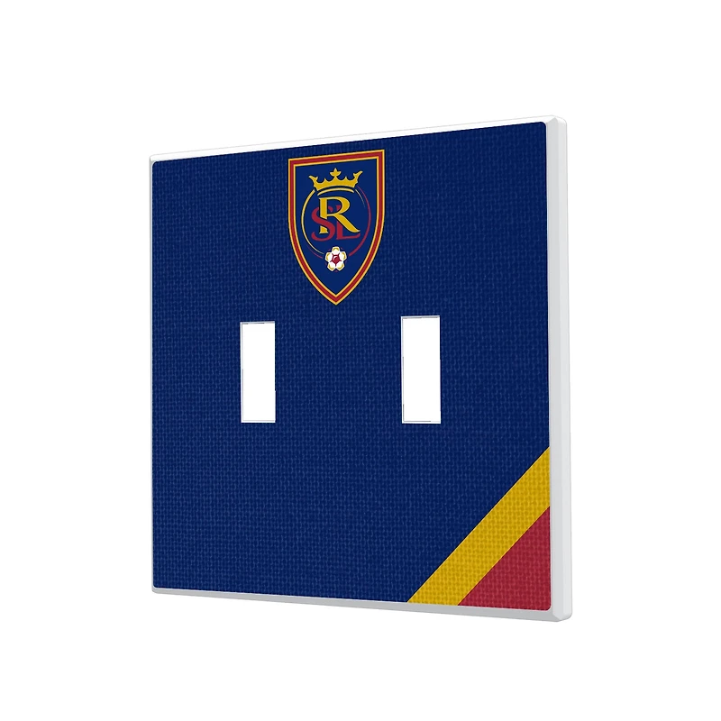 Real Salt Lake Diagonal Stripe Design Double Toggle Lightswitch Plate