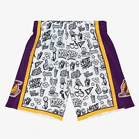 Men's Mitchell & Ness White Los Angeles Lakers 2009-10 Hardwood Classics Doodle Swingman Shorts