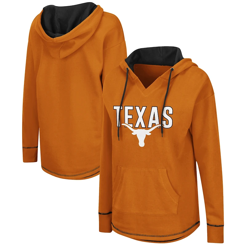 Women's Colosseum Texas Orange Texas Longhorns Tunic Pullover V-Neck Hoodie