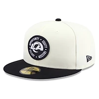 Men's New Era Cream/Black Los Angeles Rams 2022 Inspire Change  59FIFTY Fitted Hat