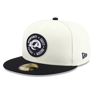 Men's New Era Cream/Black Los Angeles Rams 2022 Inspire Change  59FIFTY Fitted Hat