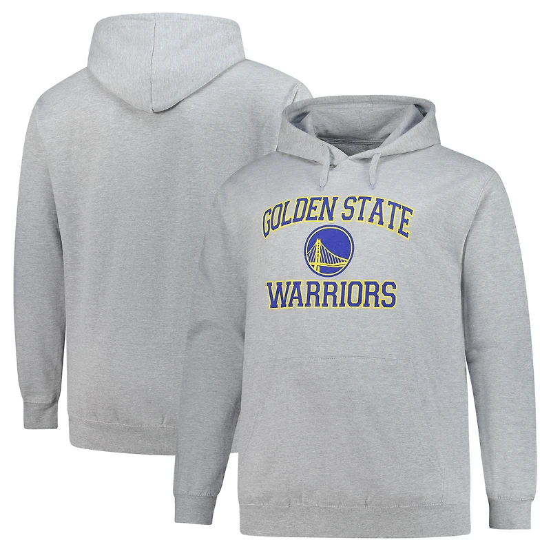 Men's Heathered Gray Golden State Warriors Big & Tall Heart & Soul Pullover Hoodie