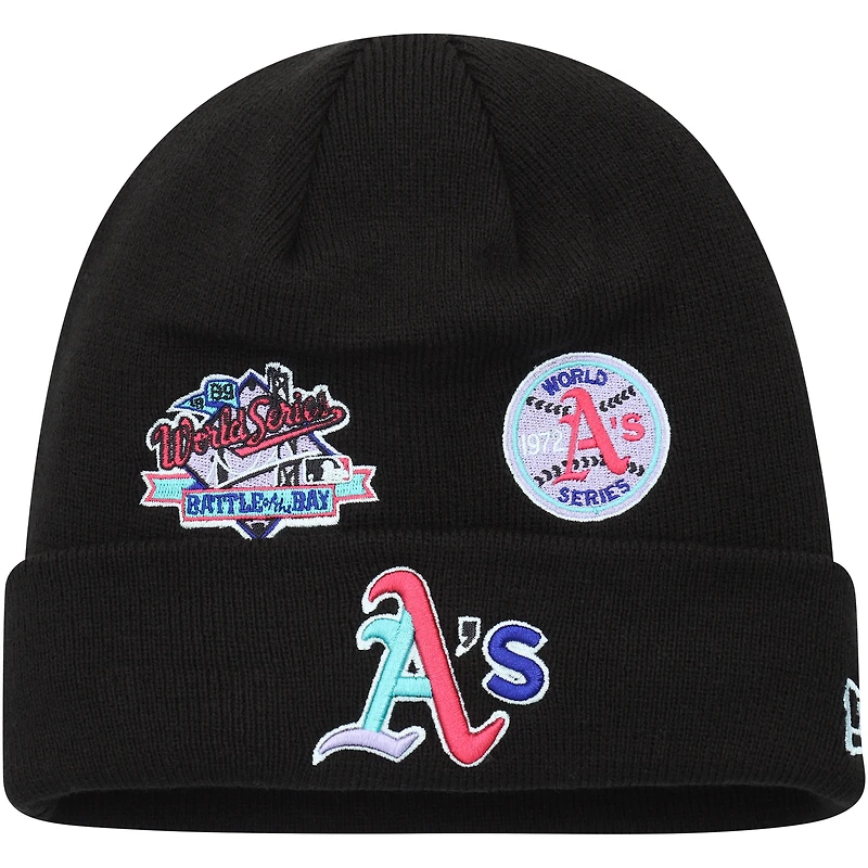 Men's New Era Black Athletics Polar Lights Cuffed Knit Hat