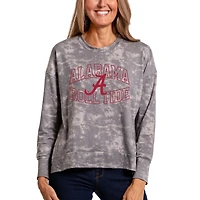 Women's  Gray Alabama Crimson Tide Brandy Tie-Dye Long Sleeve Tri-Blend Pullover Top