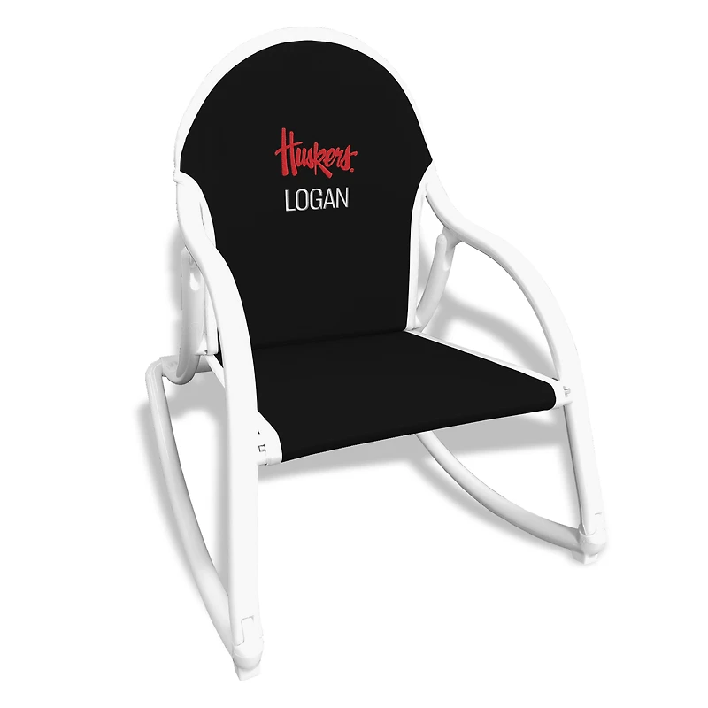 Children's Black Nebraska Huskers Personalized Rocking Chair