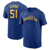 Men's Nike Ichiro Suzuki Royal Seattle Mariners City Connect Name & Number T-Shirt