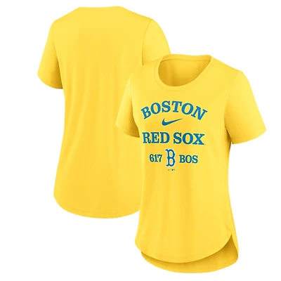 Women's Nike Gold Boston Red Sox City Connect Tri-Blend T-Shirt