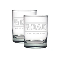 Baylor Bears Two-Pack 14oz. Personalized Dad Etched Rocks Glass