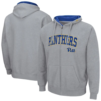 Men's Colosseum Charcoal Pitt Panthers Arch & Team Logo 3.0 Full-Zip Hoodie