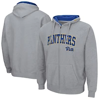 Men's Colosseum Charcoal Pitt Panthers Arch & Team Logo 3.0 Full-Zip Hoodie