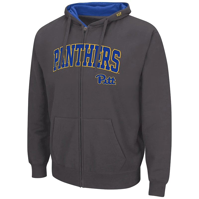 Men's Colosseum Charcoal Pitt Panthers Arch & Team Logo 3.0 Full-Zip Hoodie