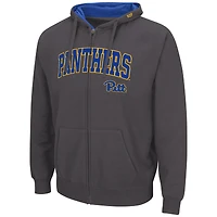 Men's Colosseum Charcoal Pitt Panthers Arch & Team Logo 3.0 Full-Zip Hoodie