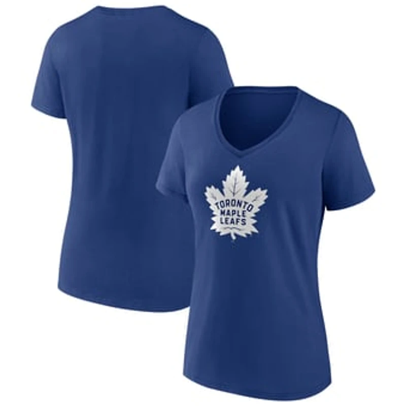 Women's Fanatics Blue Toronto Maple Leafs Primary Logo Team V-Neck T-Shirt
