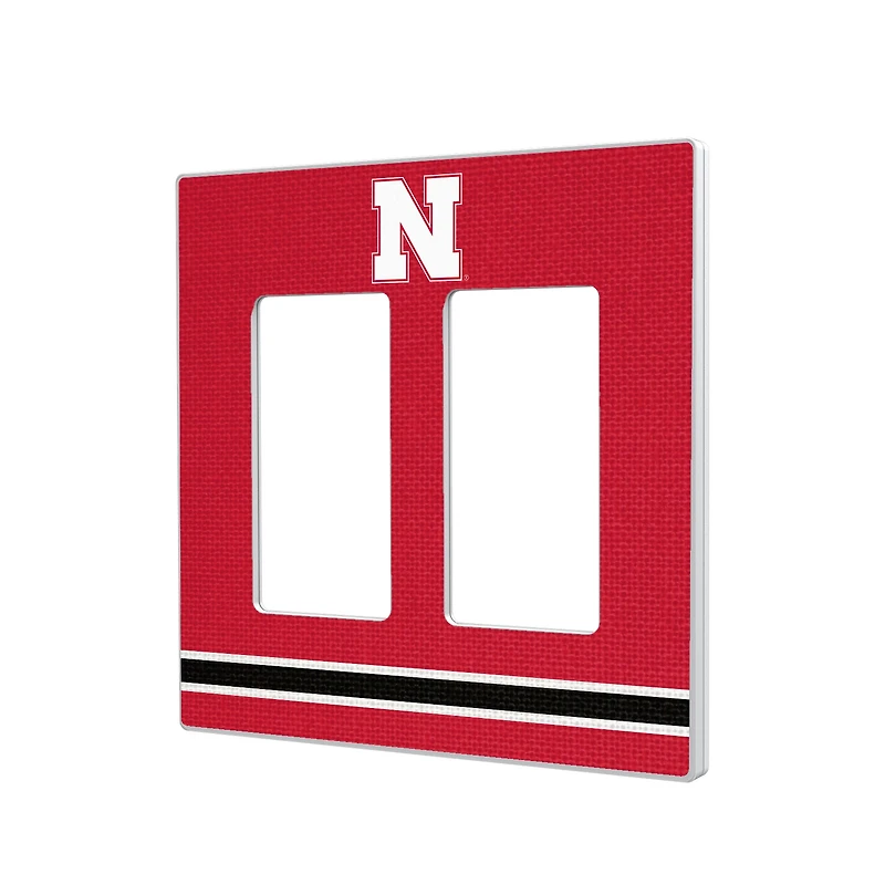Nebraska Huskers Stripe Design Double Rocker Lightswitch Plate