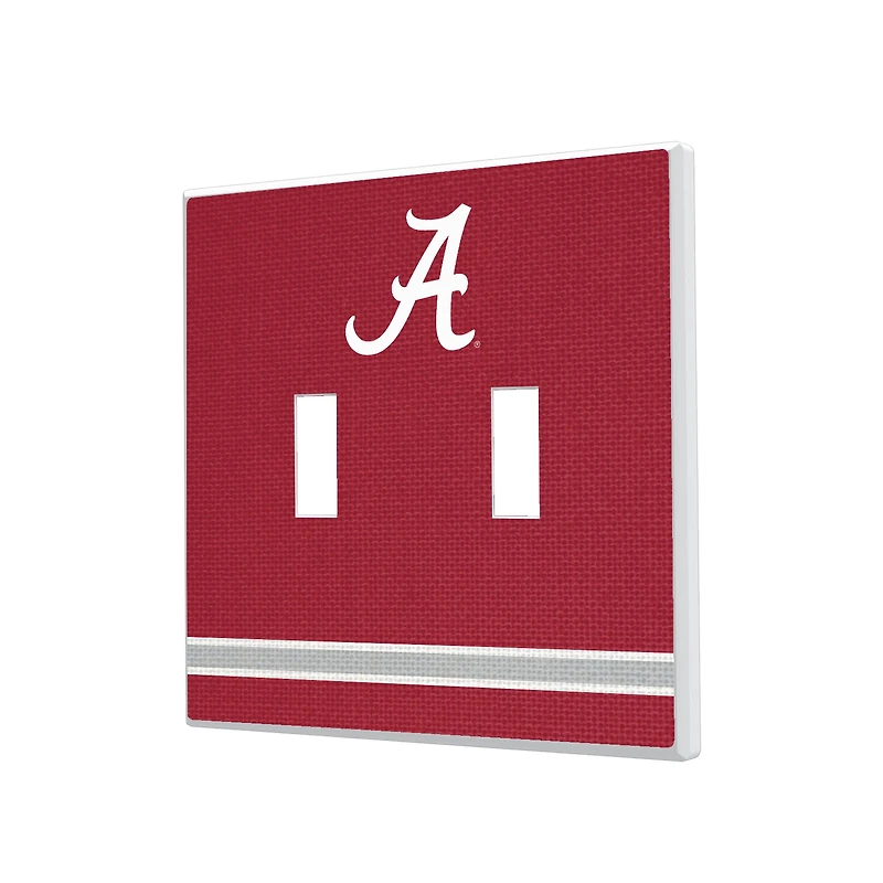 Alabama Crimson Tide Stripe Design Double Toggle Lightswitch Plate