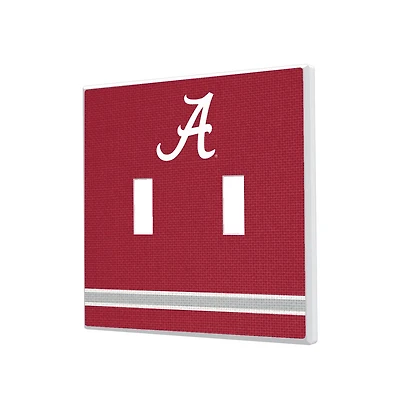 Alabama Crimson Tide Stripe Design Double Toggle Lightswitch Plate