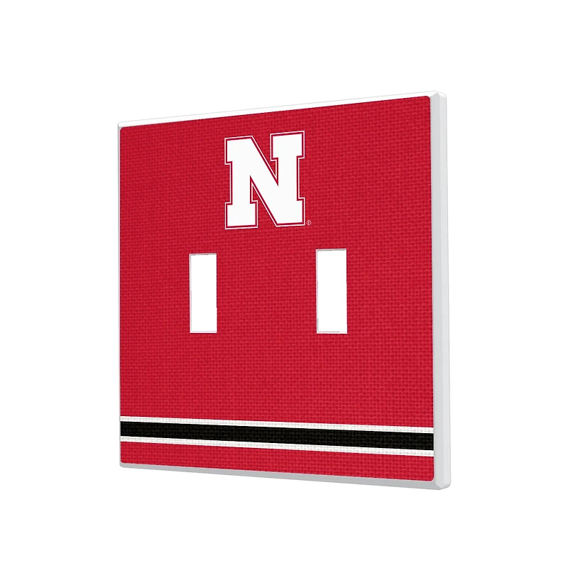 Nebraska Huskers Stripe Design Double Toggle Lightswitch Plate