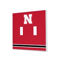 Nebraska Huskers Stripe Design Double Toggle Lightswitch Plate