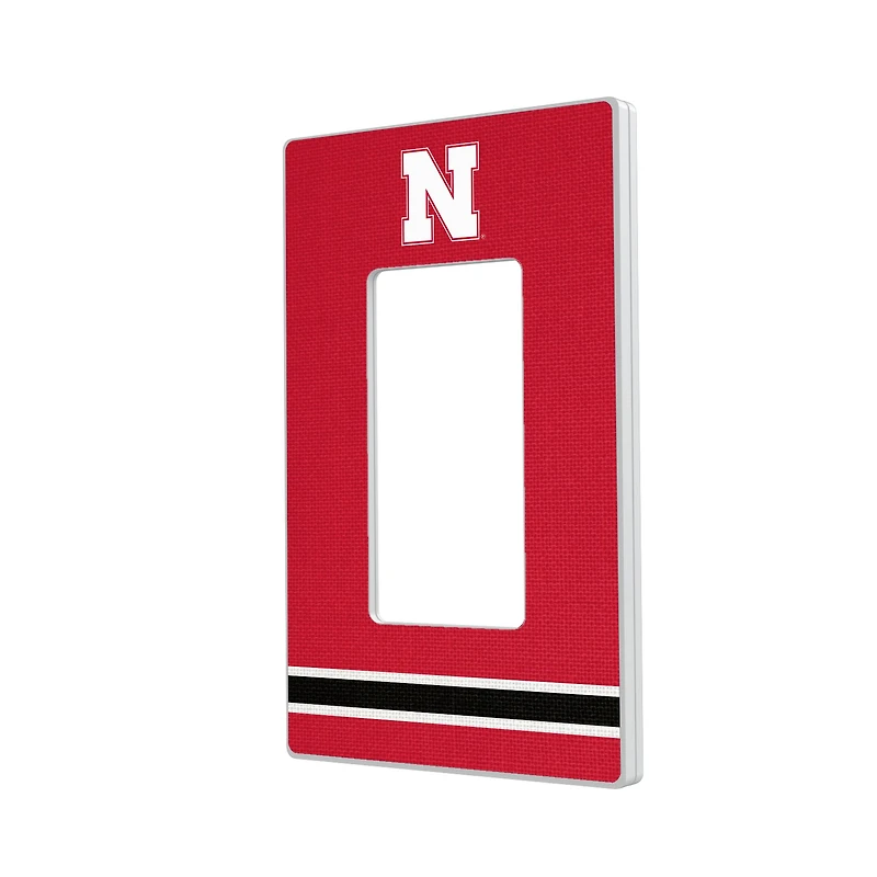 Nebraska Huskers Stripe Design Single Rocker Lightswitch Plate