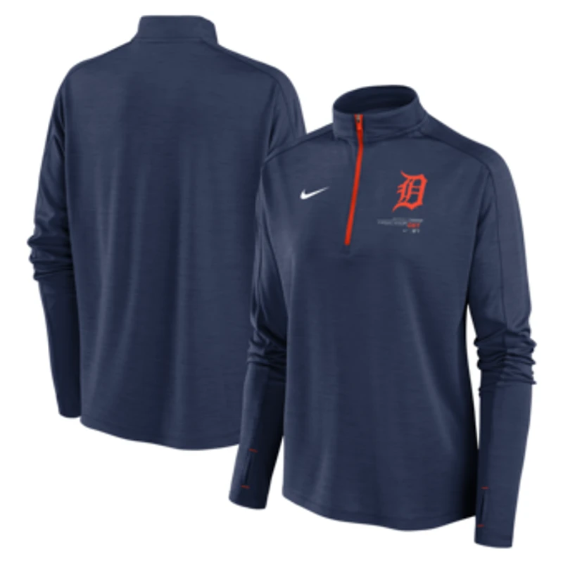 Women's Nike Navy Detroit Tigers Pacer Dri-FIT Quarter-Zip Pullover