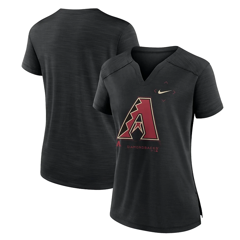 Women's Nike Black Arizona Diamondbacks Pure Pride Boxy Performance Notch Neck T-Shirt