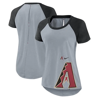 Women's Nike Heather Gray Arizona Diamondbacks Summer Breeze Raglan Fashion T-Shirt