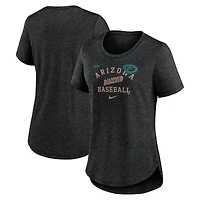 Women's Nike Heather Black Arizona Diamondbacks Rewind Arch Mix Tri-Blend T-Shirt