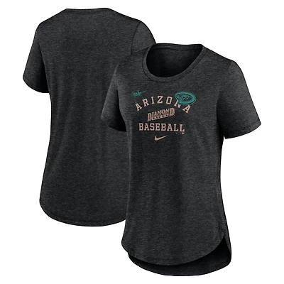Women's Nike Heather Black Arizona Diamondbacks Rewind Arch Mix Tri-Blend T-Shirt