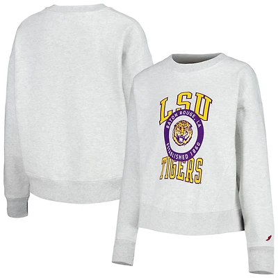 Women's League Collegiate Wear Ash LSU Tigers Boxy Sweatshirt