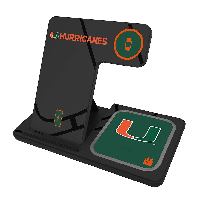 Keyscaper Miami Hurricanes 3-In-1 Wireless Charger