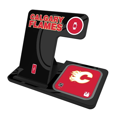 Keyscaper Calgary Flames 3-In-1 Wireless Charger