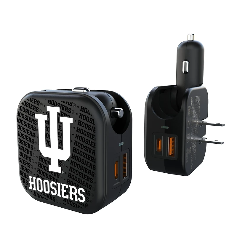 Indiana Hoosiers Team Logo Dual Port USB Car & Home Charger