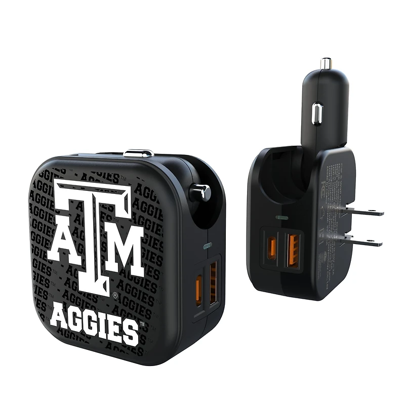 Texas A&M Aggies Team Logo Dual Port USB Car & Home Charger
