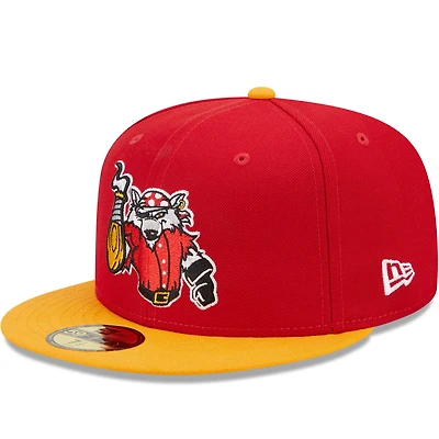 Men's New Era Red/Yellow Erie SeaWolves Marvel x Minor League 59FIFTY Fitted Hat