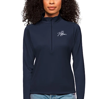Women's Antigua  Navy Jackson State Tigers Tribute Quarter-Zip Pullover Top