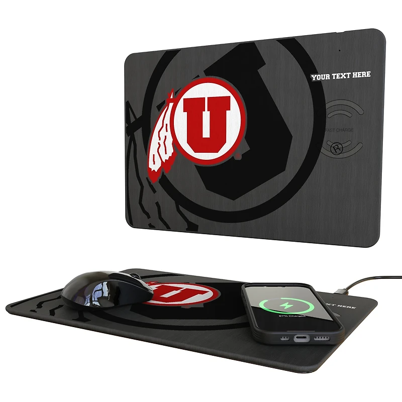 Keyscaper Utah Utes Personalized 15W Fast Wireless Charger and Mouse Pad