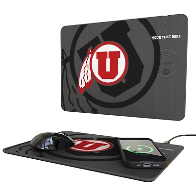 Keyscaper Utah Utes Personalized 15W Fast Wireless Charger and Mouse Pad