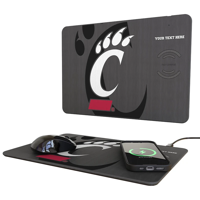 Keyscaper Cincinnati Bearcats Personalized 15W Fast Wireless Charger and Mouse Pad
