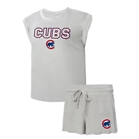 Women's Concepts Sport Gray Chicago Cubs Intermission Top & Shorts Sleep Set